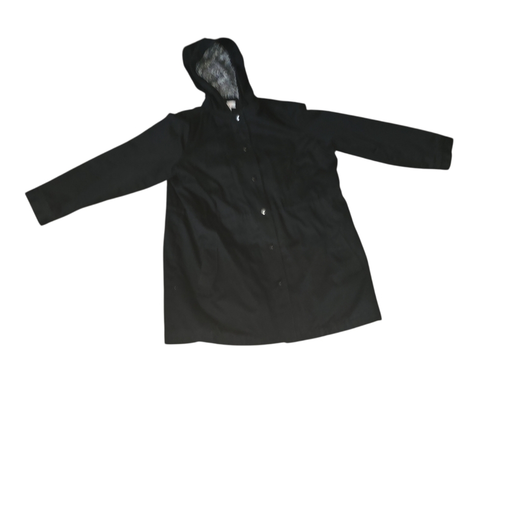 Women's Black Hooded Trench Coat | d&co | 1X